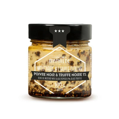 Moutarde à L'huile D'olive Poivre Noir & Truffe Noire 1,2% - 100g 3 Moutarde à L'huile D'olive Poivre Noir & Truffe Noire 1,2% - 100g