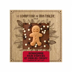 Tablette Bonhomme Pain D'épices Et Perles Crispy - Chocolat Lait 3 Tablette Bonhomme Pain D'épices Et Perles Crispy - Chocolat Lait