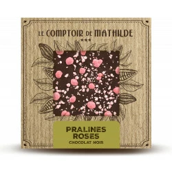 Tablette Pralines Roses De Lyon - Chocolat Noir 3 Tablette Pralines Roses De Lyon - Chocolat Noir